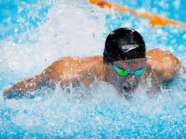 Cody Simpson last chance at a spot to Paris will be in his main event, the 100m butterfly. Picture: Patrick HAMILTON / AFP-