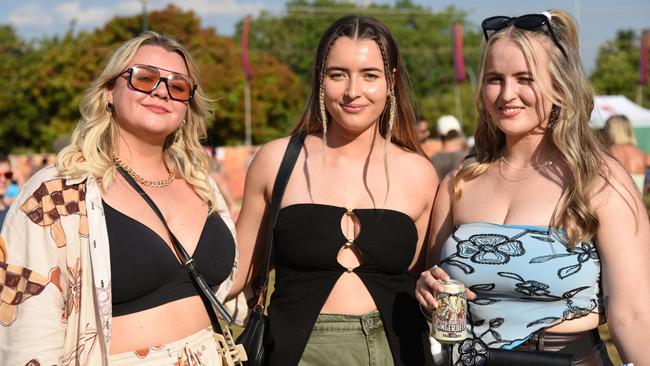 Nicki Smith, Bella Clarke and Cheya Clarke at BASSINTHEGRASS 2024. Picture: Alex Treacy