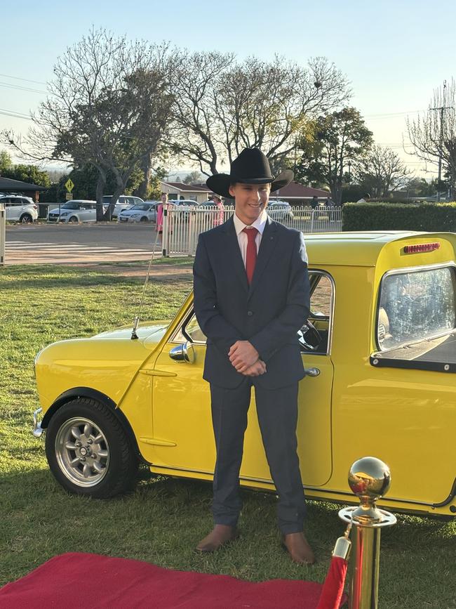 Christian Jorgensen arrives at Kingaroy's St John's Lutheran School formal.