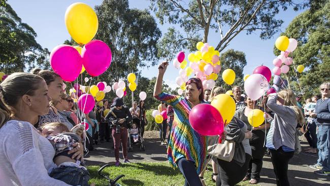 Residents honour Sanaya Sahib where the tragedy unfolded at Olympic Park, where her body was found. Picture: Sarah Matray