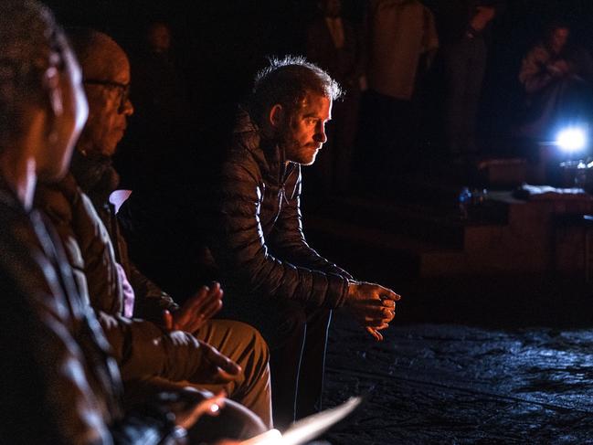 Harry rugged up for the event at Sentebale’s Mamohato Children’s Centre. Picture: Getty Images for Sentebale