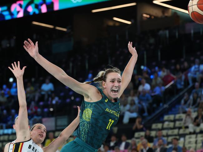 Alanna Smith in action during the bronze medal game between Australia and Belgium at Bercy Arena. Pics Adam Head