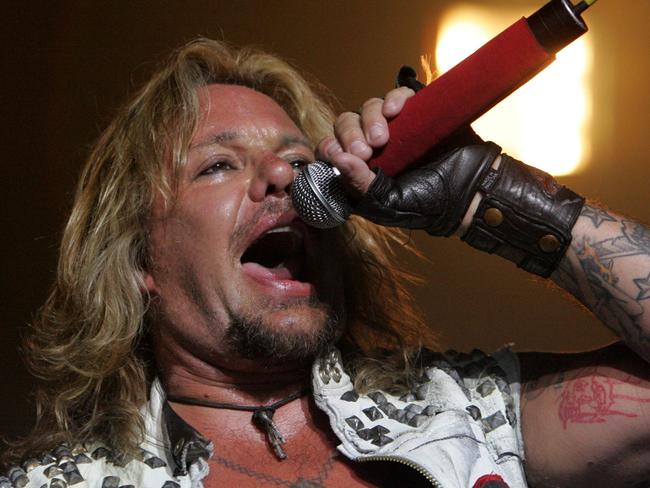 Motley Crue lead singer Vince Neil performing at the Brisbane Entertainment Centre.