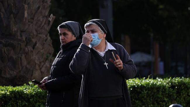 The scene outside St. Brigid’s Catholic Church in Marrickville today. Picture: NCA NewsWire / Dylan Coker