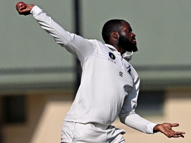 Sydenham-HillsideÃs Anthony Alleyne during the VTCA Sydenham-Hillside v PEGS cricket match in Hillside, Saturday, Feb. 11, 2023.Picture: Andy Brownbill