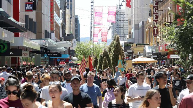 Shoppers flock to Rundle Mall for the Boxing Day Sales on December 26, 2018. Picture: Calum Robertson