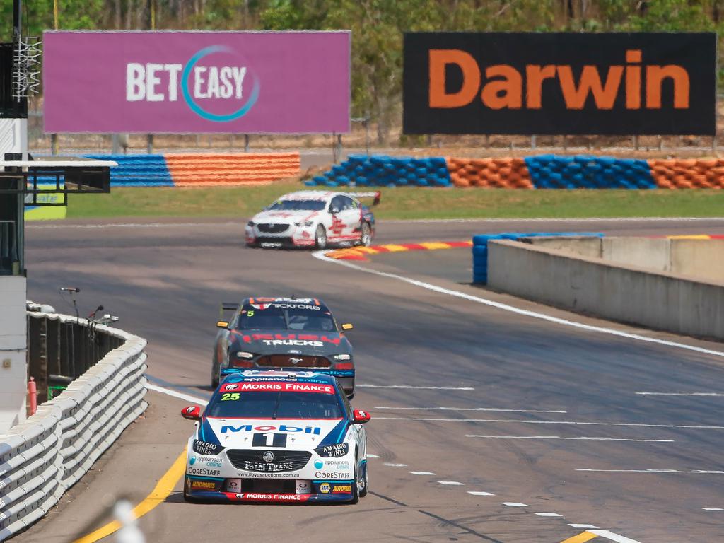 Pitlane action at the Darwin Supercars at Hidden Valley. Picture: GLENN CAMPBELL