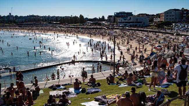 Thousands of people flocked to Sydney’s beaches on Saturday, but Mr Hazzard said the outdoors was ‘the safest place to be’. Picture: NCA NewsWire / Flavio Brancaleone