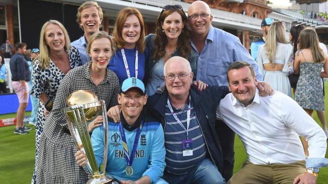 Former tourism and trade minister David Ridgway, back right, with England World Cup cricket captain Eoin Morgan, who is married to Ridgway's daughter Tara, and their families. Picture: Twitter