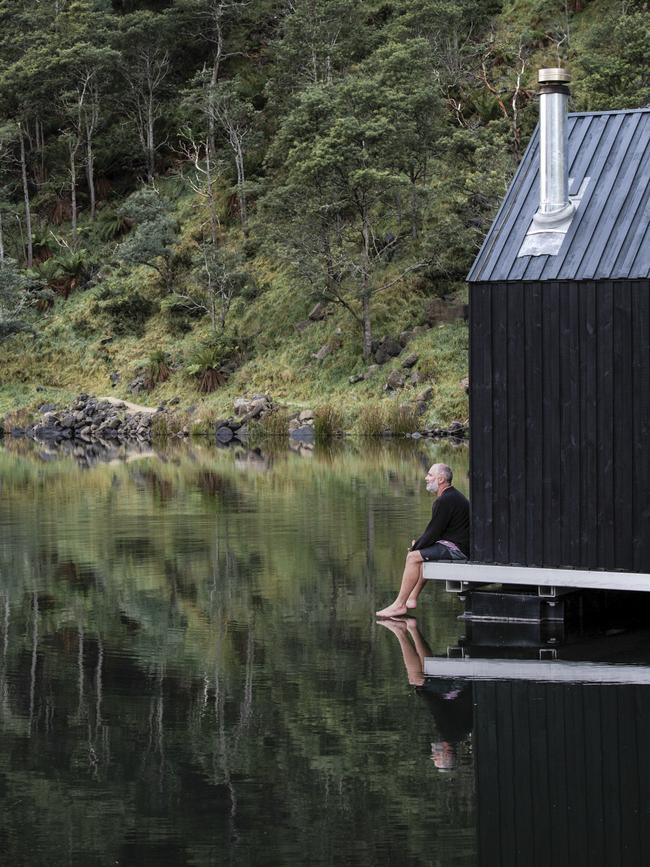 Nigel Reeves, 48, of Hobart, contemplates the COVID-19 delays besetting the launch of his Floating Sauna at Derby. Picture: ANJIE BLAIR