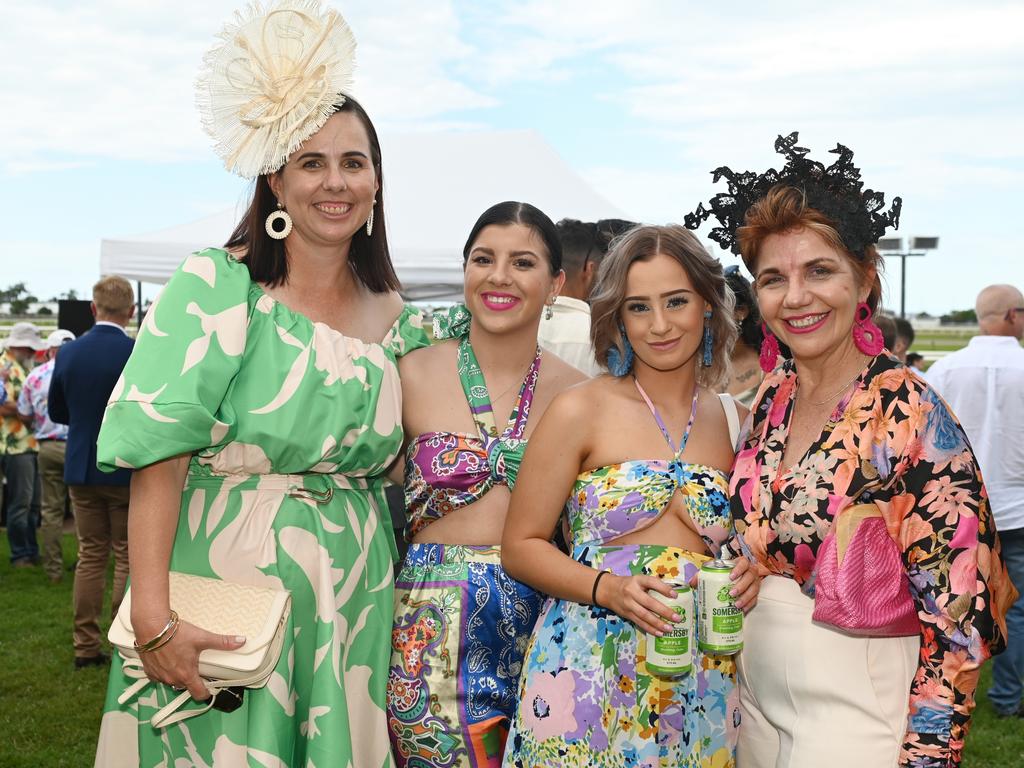 Therese Lambert, Zayda Borghero, Namaya Patchett and Lorette Mansfield at 2023 Ladbrokes Mackay Cup Mackay Turf Club Saturday 22 July 2023 Picture: Michaela Harlow