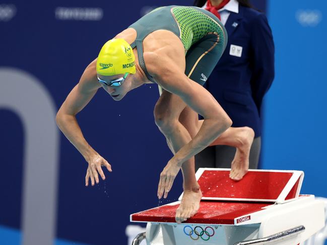 McKeon launches off the blocks in the 50m freestyle final. Picture: Getty Images