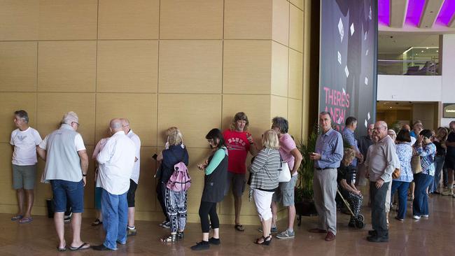 People lining up to get free tickets to Russell Morris's Blues on Broadbeach show at The Star. Picture: Jerad Williams