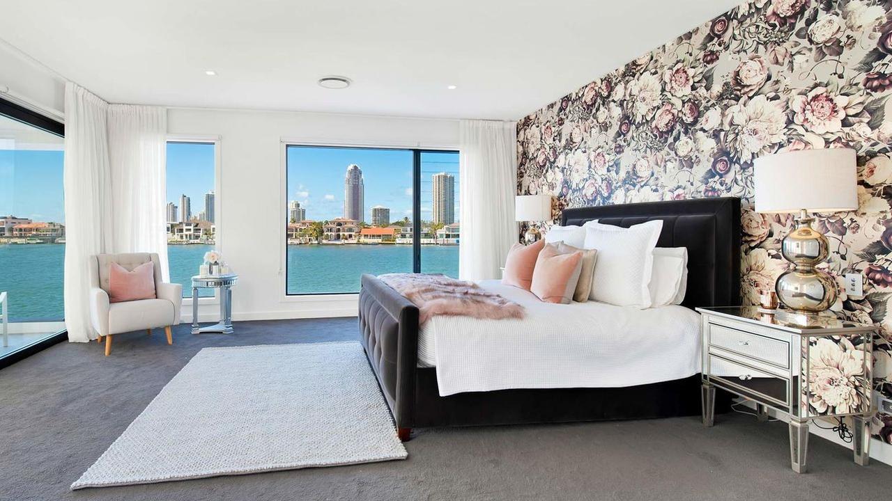 A bedroom in the Surfers Paradise mansion which has been put up for sale by Nicole Bricknell.