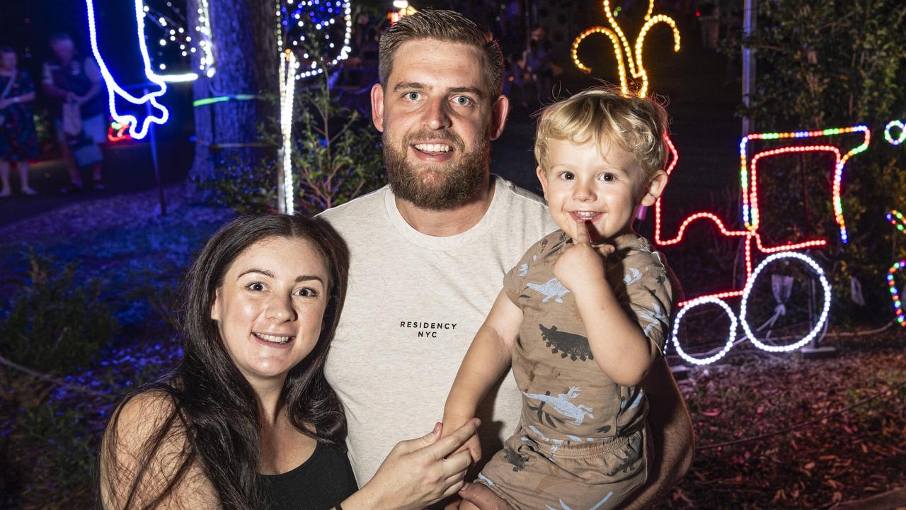 Shelbie and Jake Hanlon with son Vinnie at Toowoomba's Christmas Wonderland in Queens Park, Saturday, December 7, 2024. Picture: Kevin Farmer