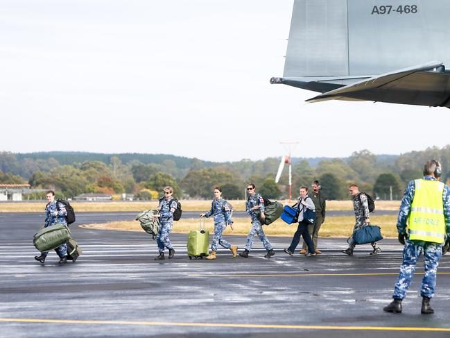 Australian Defence Force personnel arrive in Wynyard to provide specialist medical support to the Australian medical assistance team at the North West Regional Hospital in Burnie. Picture: PATRICK GEE