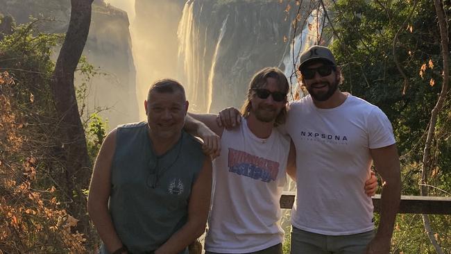 Aaron Coshaw, Ryan Boxsell and Patrick Armstrong in Zambia. Picture: Supplied.