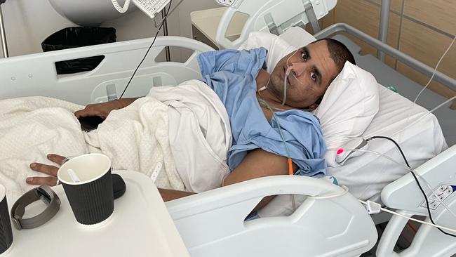 Harshpal Sharma, 35, in Royal Adelaide Hospital. Picture: Evangeline Polymeneas