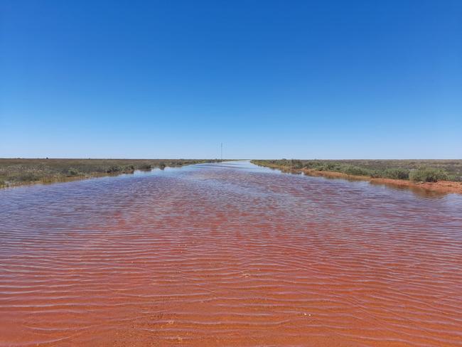 Floodwaters blocked the Tanami Road earlier this year.