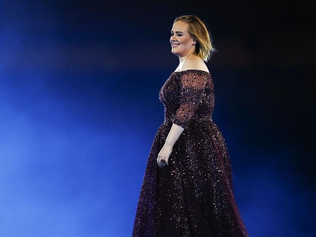 Adele performing at ANZ Stadium on the night a fan collapsed. Picture: Cameron Spencer