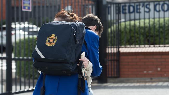 St Bede’s College in Mentone was forced into lockdown on Wednesday. Picture: Nicki Connolly