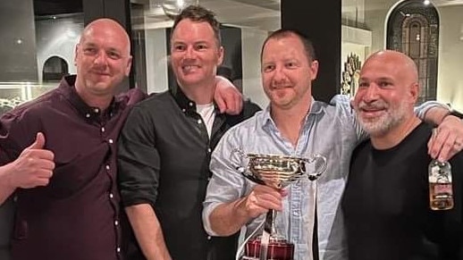 Rebels players Marcus Picken (Hamilton), Sam Cranage (Hamilton), Tim Clarke (Hamilton), Winis Imbi (Portland) with the TAC Cup. Picture: Marg Richards.