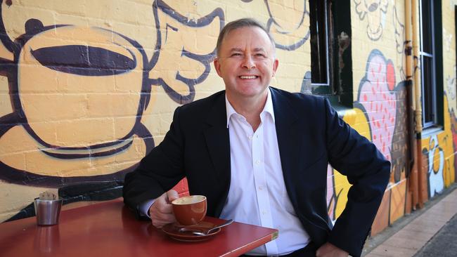 Anthony Albaneseat Kelby's Cafe in Sydney’s Marrickville. Picture: Toby Zerna