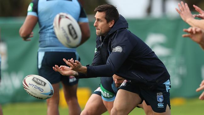 NSW's Mitchell Pearce during NSW Origin training and media at Coogee Oval, Sydney. Picture: Brett Costello