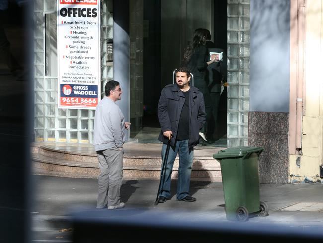 A surveillance shot of Higgs and Falanga near Nick's Spaghetti Bar in Lonsdale Street, Melbourne. Picture: Australian Federal Police.