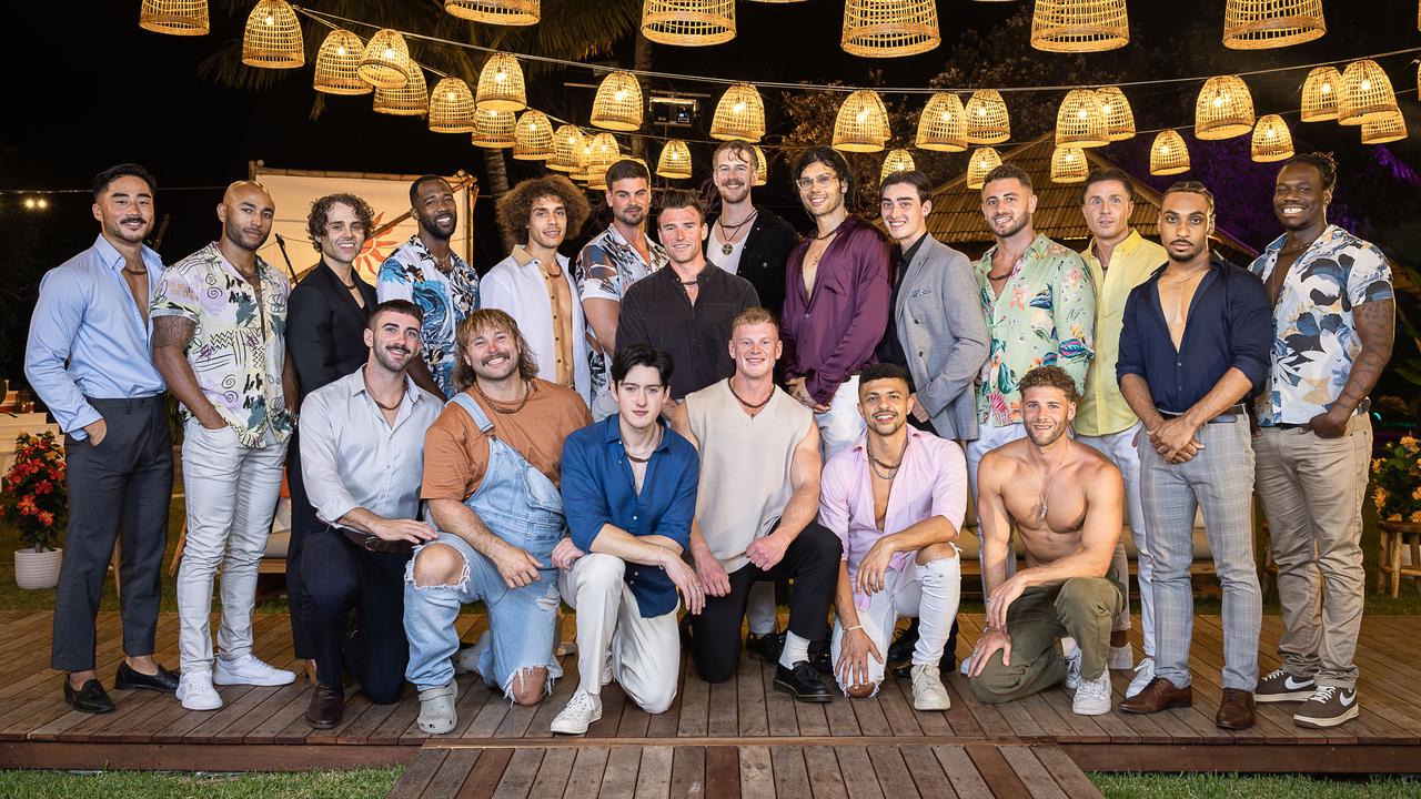 The male contestants on FBoy Island, season 2. So who’s an FBoy and who’s a Nice Guy?