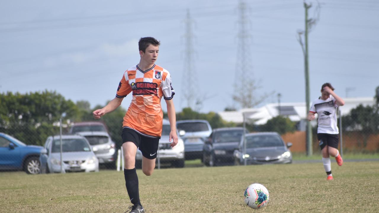 Tate Butler in the Whitsundays and Magpies under-15/16s clash at the Mackay football fields, August 21, 2021. Picture: Matthew Forrest