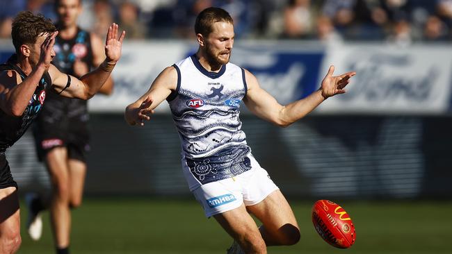 Tom Atkins was recruited as a rookie from Geelong’s VFL team. Picture: Daniel Pockett/AFL Photos/via Getty Images