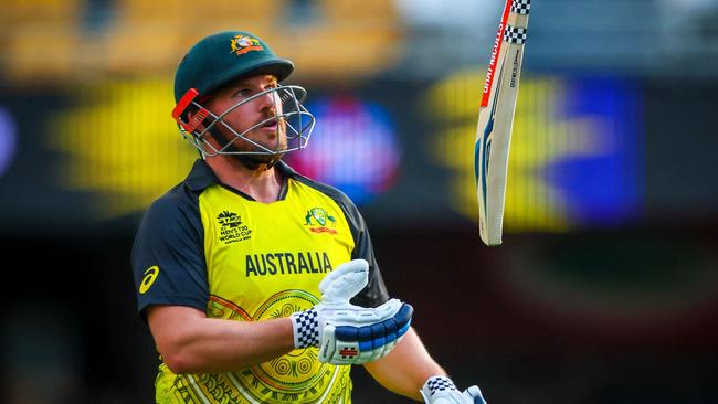 The form worries of captain Aaron Finch overshadowed Australia’s World Cup defence. Picture: Patrick Hamilton / AFP