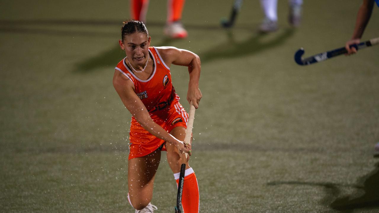 The first Festival of Hockey match between the Territory Stingers and Brisbane Blaze. Picture: Pema Tamang Pakhrin