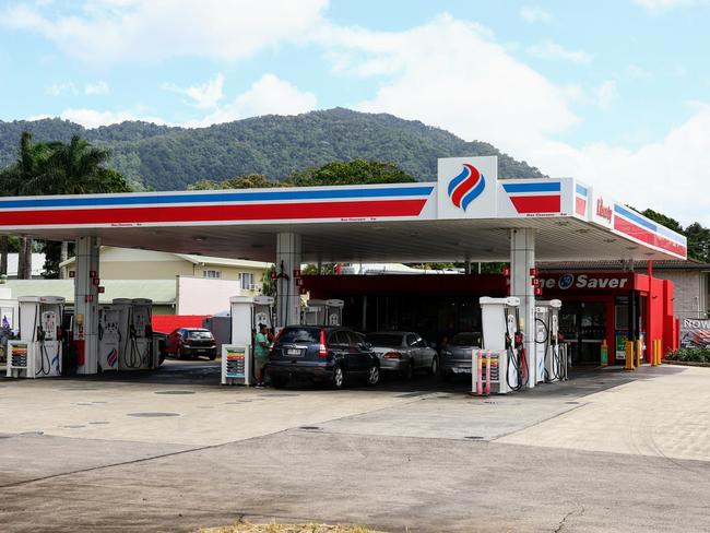 The Liberty service station on Mulgrave Road, Earlville, was held up on Monday morning by a group of juveniles armed with scissors. Picture: Brendan Radke