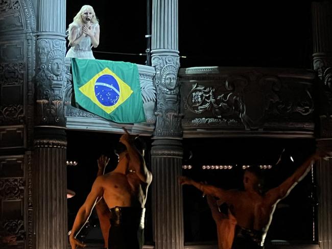 US pop star Lady Gaga performs during a free concert at Copacabana beach in Rio de Janeiro, Brazil. Picture: AFP