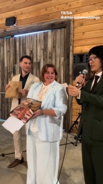 Couple hold a meat tray raffle during their wedding