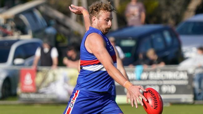 Mornington forward Jackson Calder slots a goal last season. Picture: Valeriu Campan