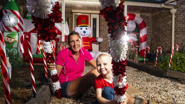 Kristy Kimball and daughter Makala Watts with their Southbrook Christmas light display, Saturday, December 11, 2021. Picture: Kevin Farmer