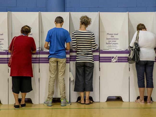 Polling booths at Labrador State School for the 2019 Australian federal election. Picture: Jerad Williams