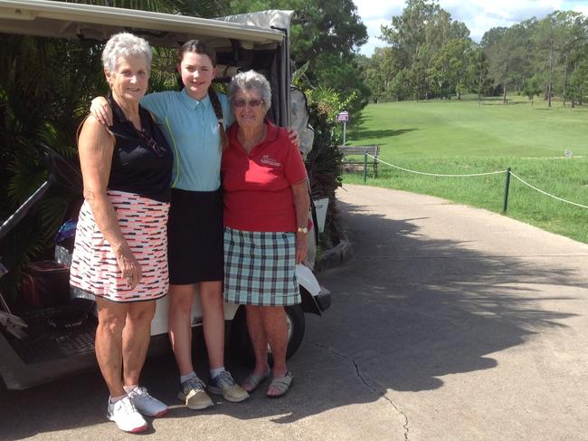 Gympie golf: Maureen Carroll, Grace Kelleher ,Marj Dakin.