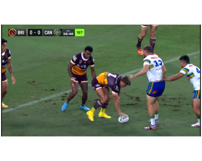 The Broncos and Raiders tore up parts of Suncorp Stadium. Picture: Fox League