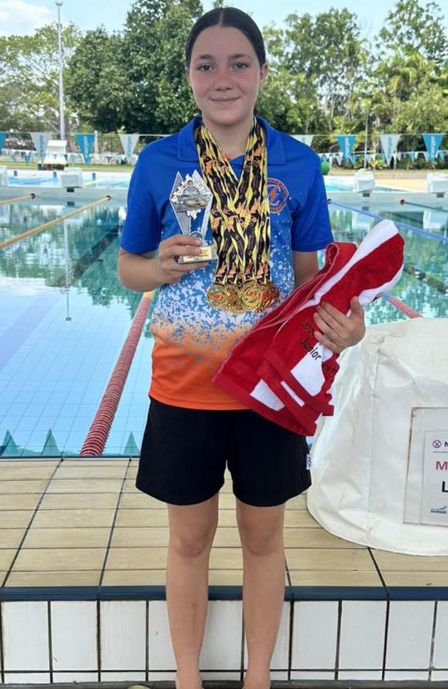 Pippa Hunter crowned 2024 NT Junior Short Course Champ. Picture: Casuarina Swimming Club Facebook.