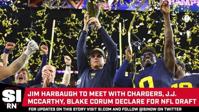 J.J McCarthy Blake Corum Declare For NFL Draft Jim Harbaugh To Meet With Chargers