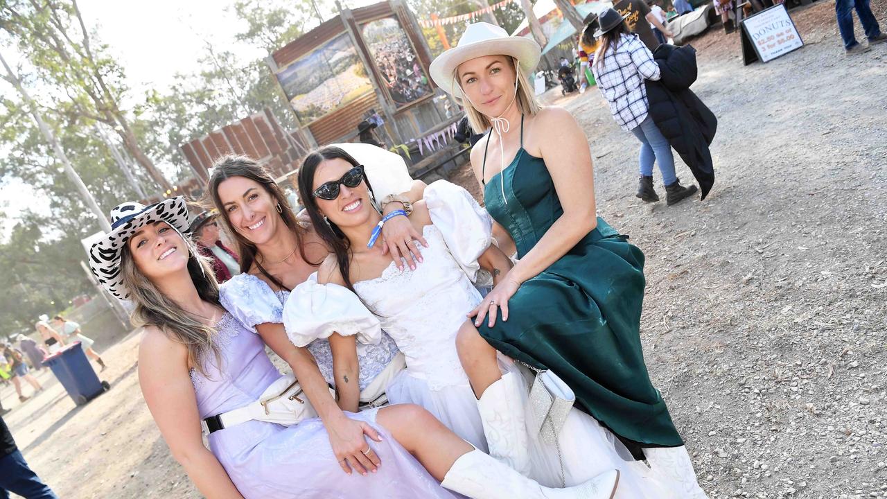 HENS PARTY: For Raquel Neville from Canada and friends on Saturday at Gympie Music Muster. Picture: Patrick Woods.