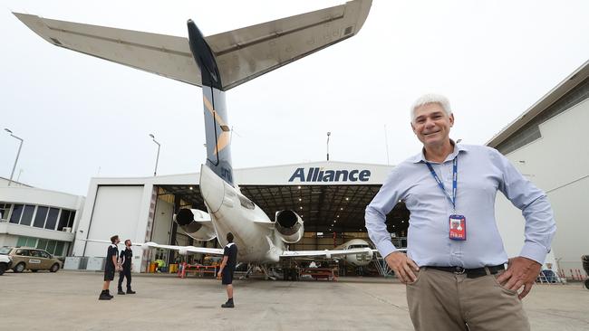 Alliance Airlines managing director Scott McMillan at the company’s Brisbane hangar. Picture: Lyndon Mechielsen