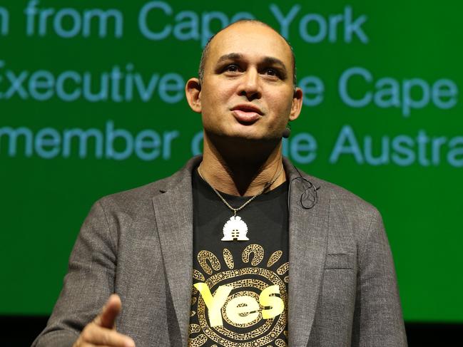 19/7/23: Thomas Mayo, First Nations Referendum Working Group, co-author The Voice to Parliament Handbook - All the detail you need and author, Finding our Heart at the Sydney Town Hall for the Voice-City Forum. John Feder/The Australian.