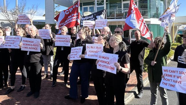 Members of the CPSU who work for Forensic Science Services Tasmania took stop-work action on Thursday, August 22, 2024 over what they say are impending job cuts.