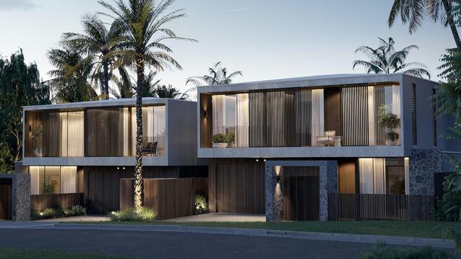 An artist’s impression of the yet-to-be-built houses in Byron Bay.