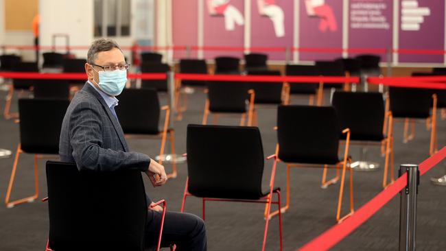 Barwon South West public health unit director Professor Eugene Athan at the Barwon Health community vaccination hub. Picture: Alison Wynd